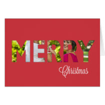 Elegant Photo Christmas Card Peekaboo in Red cards
