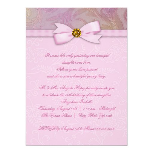 Elegant Photo Pink Butterfly Rose Quinceanera Personalized Invitation