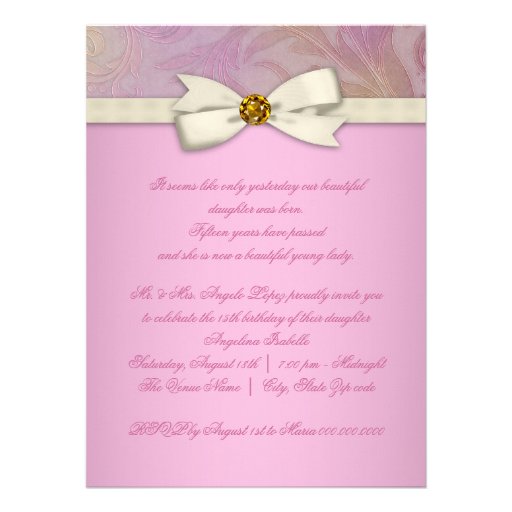 Elegant Photo Pink Butterfly Rose Quinceanera Announcements