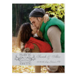 Elegant Photo Save the Date Grey Swirl Postcard
