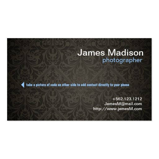Elegant Photography Business Card w/ QR Code (front side)