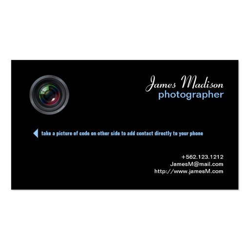 Elegant Photography Business Card w/ QR Code II (front side)