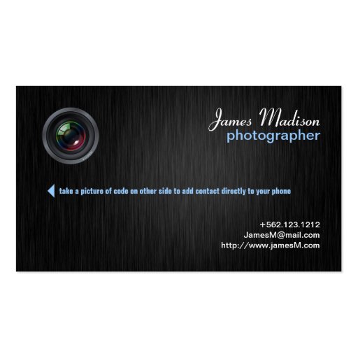 Elegant Photography Business Card w/ QR Code II (front side)