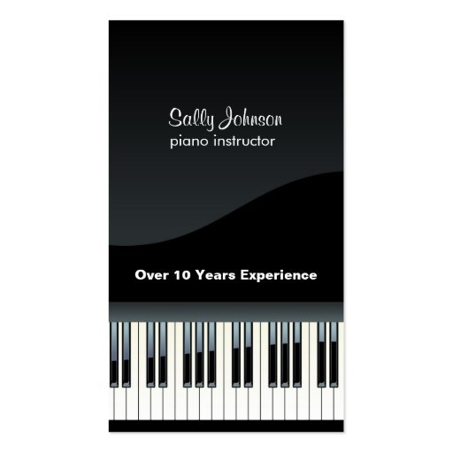 Elegant  Piano Instructor Business Cards (front side)