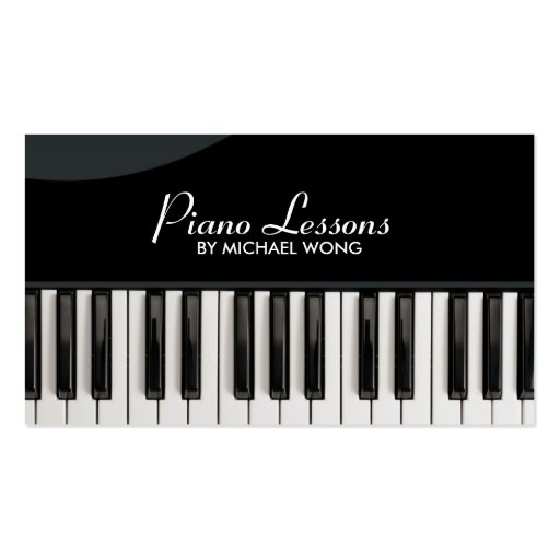 Elegant Piano Lessons Business Card Template (front side)