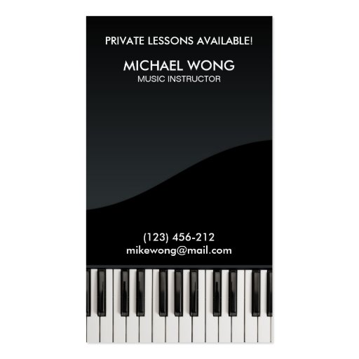 Elegant Piano Lessons Business Card Template (back side)