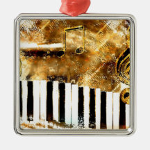 Elegant Piano Music & Notes Christmas Ornaments