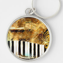Elegant Piano Music & Notes Key Chain