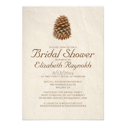 Elegant Pine Cone Bridal Shower Invitations