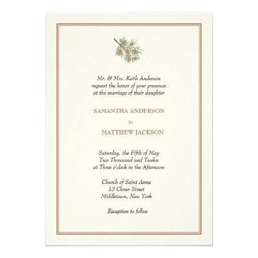 Elegant Pine Cone Wedding Invitation