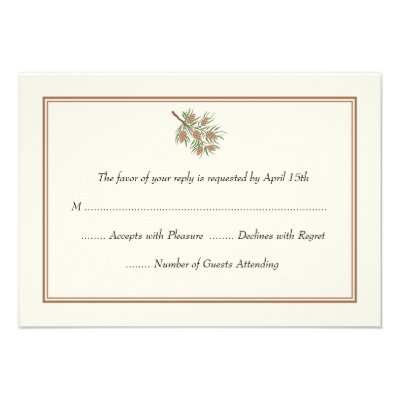 Elegant Pine Cone Wedding RSVP Cards Personalized Invitation