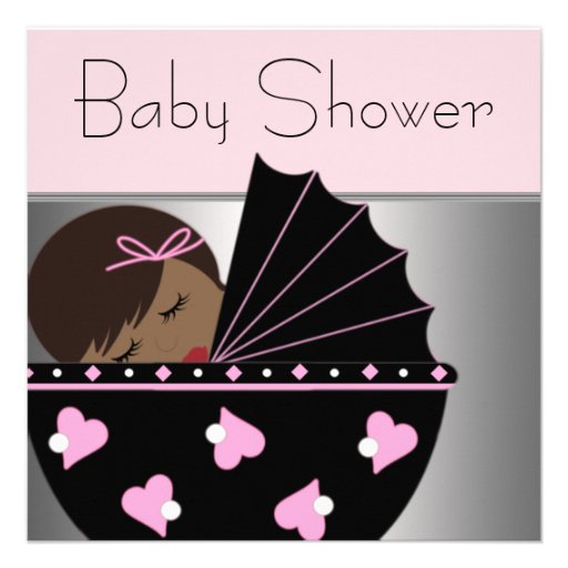 Elegant Pink and Black Baby Shower Invitations