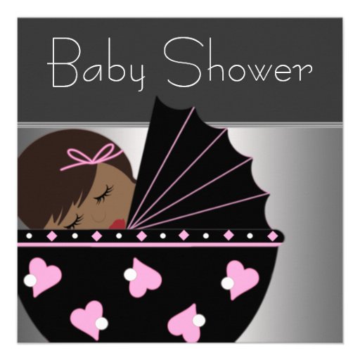 Elegant Pink and Black Baby Shower Invitations