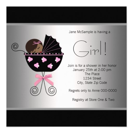 Elegant Pink and Black Baby Shower Invitations