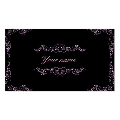 Elegant pink and black business cards (front side)
