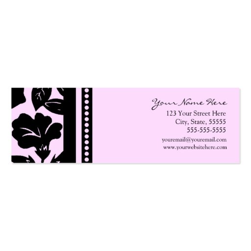 Elegant Pink and Black Floral Business Cards (back side)