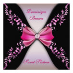 Elegant Pink and Black Invite with Diamond Bow