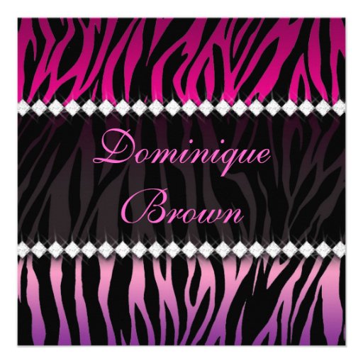 Elegant Pink and Black Jeweled Zebra Invite