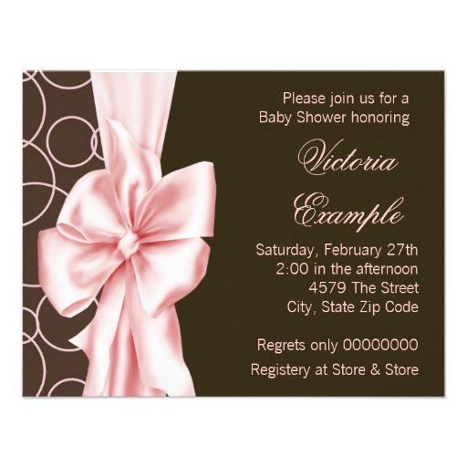 Elegant Pink and Brown Baby Girl Shower Personalized Invitation