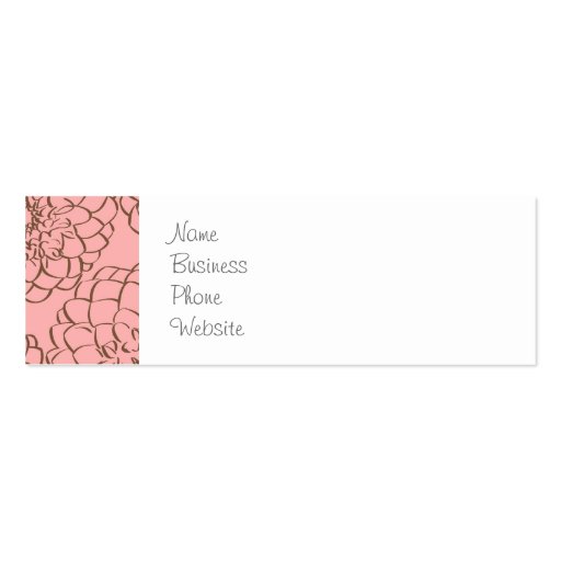 Elegant Pink and Brown Flower Sketch Drawing Business Card Templates (front side)