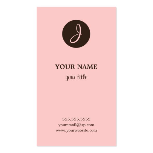 Elegant Pink and Brown Monogram Business Cards