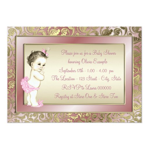 Elegant Pink and Gold Baby Shower Personalized Invites