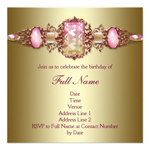 Elegant Pink and Gold Birthday Party Invitation