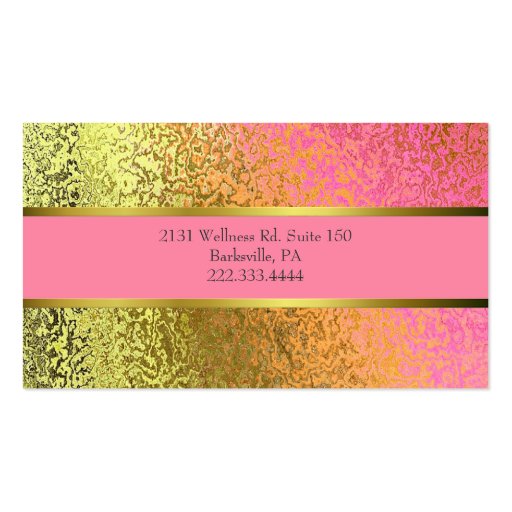 Elegant Pink and Gold Foil Look Business Card (back side)