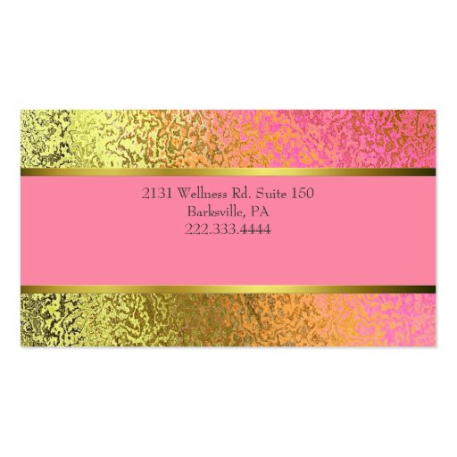 Elegant Pink and Gold Foil Look Business Card (back side)
