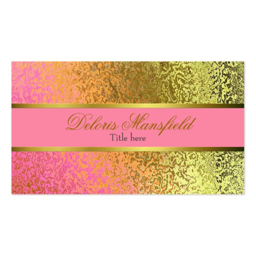 Elegant Pink and Gold Foil Look Business Card (front side)