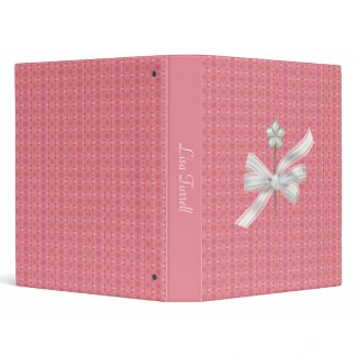 Elegant Pink and Gold with White Bow Binder