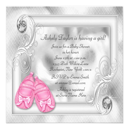 Elegant Pink and Gray Baby Shower Invitation