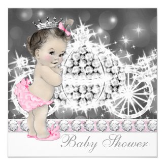 Elegant Pink and Gray Princess Baby Shower Card