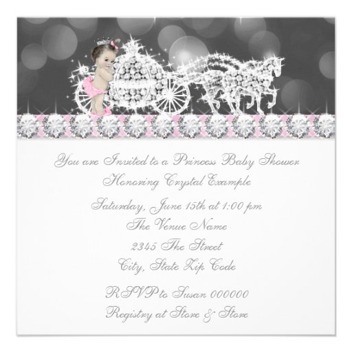 Elegant Pink and Gray Princess Baby Shower Custom Invitation