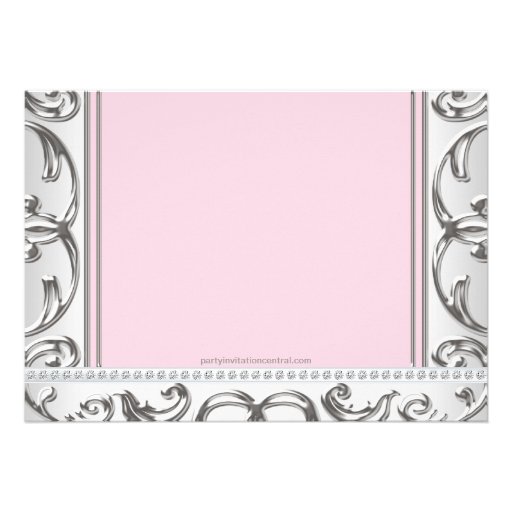 Elegant Pink and Silver Baby Shower Custom Invite