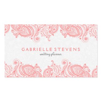 Elegant Pink And White Paisley Lace Double-Sided Standard Business Cards (Pack Of 100)