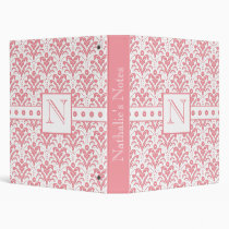 Elegant Pink and White Retro 1930s Art Deco Damask binders