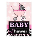 Elegant Pink and Zebra Baby Shower Invitation