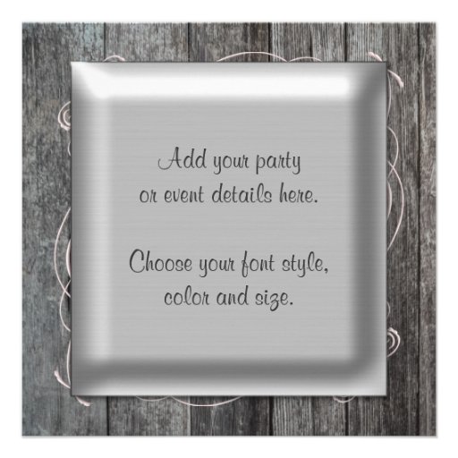 Elegant Pink Barn Wood Party Invitation Template