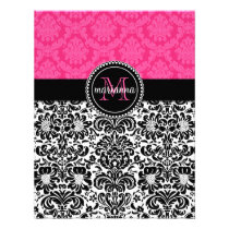 Elegant Pink Black Damask Personalized invitations