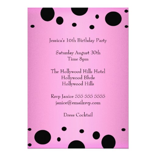 Elegant Pink Black Spots Photo Sweet 16 Personalized Announcements