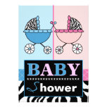 Elegant Pink Blue Zebra Boy/Girl Twins Baby Shower Invitation