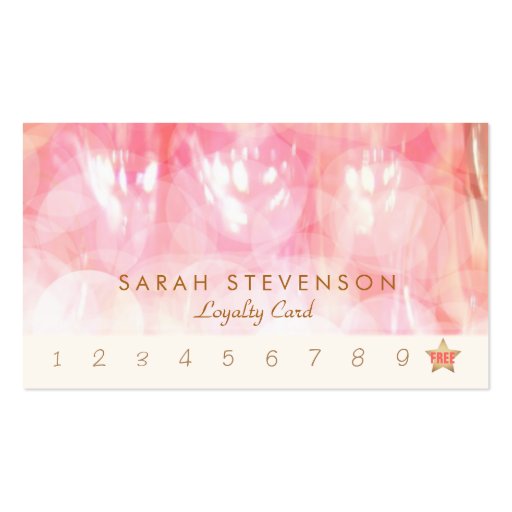 Elegant Pink Bokeh Cosmetology Loyalty Punch Card Business Card Template