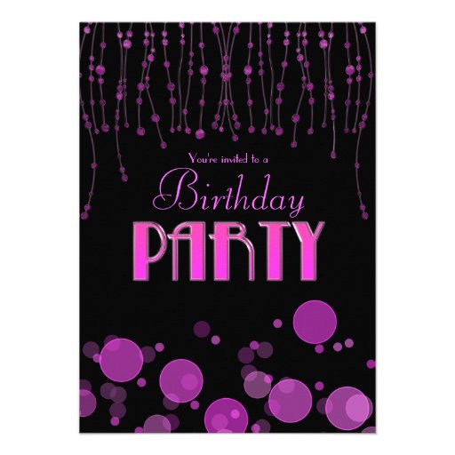 Elegant Pink Bokeh Lights Birthday Party Invite