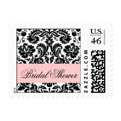 Elegant Pink Bridal Shower Damask Postage
