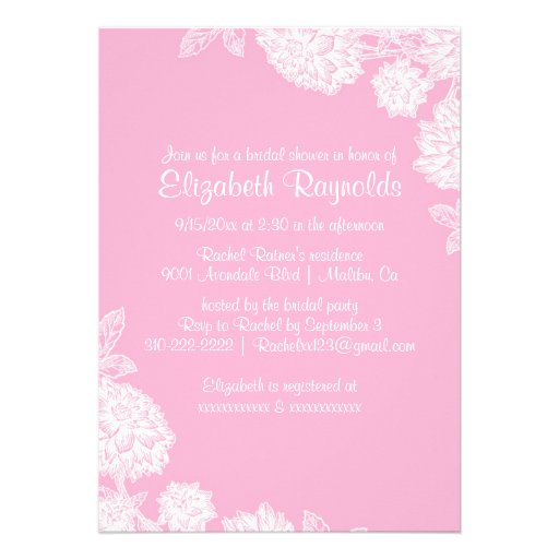 Elegant Pink Bridal Shower Invitations