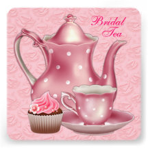 Elegant Pink Bridal Tea Party Custom Invitation