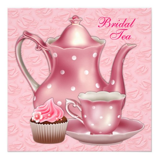 Elegant Pink Bridal Tea Party Custom Invitation