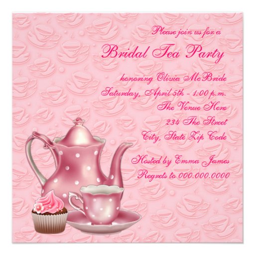 Elegant Pink Bridal Tea Party Custom Invitation