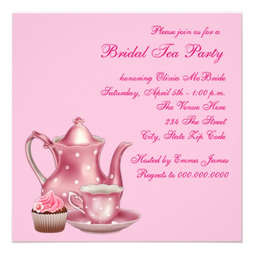 Elegant Pink Bridal Tea Party Invite